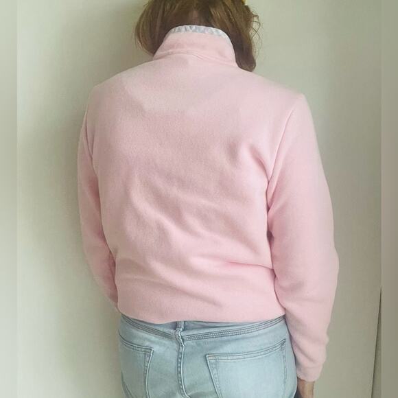 Vintage y2K Sweatshirt Pink Plaid Coastal Grannycore Pockets Coastal beachy Sz S - Picture 6 of 9